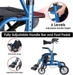 2-in-1 Rollator Walker Transport Chair for Seniors