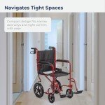 Drive Medical Lightweight Folding Transport Wheelchair - Red