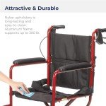 Drive Medical Lightweight Folding Transport Wheelchair - Red