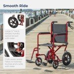 Drive Medical Lightweight Folding Transport Wheelchair - Red
