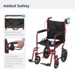 Drive Medical Lightweight Folding Transport Wheelchair - Red
