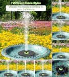 Solar Bird Bath Fountain with 7 Nozzles