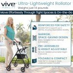 Ultra Lightweight Foldable Rollator Walker with Seat