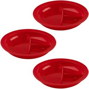 9" Red Spillproof Partitioned Plates (3-Pack)