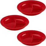 9" Red Spillproof Partitioned Plates (3-Pack)