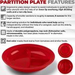 9" Red Spillproof Partitioned Plates (3-Pack)
