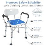 Heavy Duty Shower Chair with Arms, 550LBS Capacity