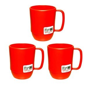 Unbreakable Japanese Camping Coffee Mugs - Red, 12 oz, 3 Pack