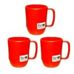 Unbreakable Japanese Camping Coffee Mugs - Red, 12 oz, 3 Pack