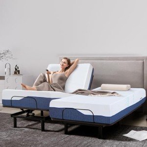 Split King Adjustable Hospital Bed with Gel Mattress