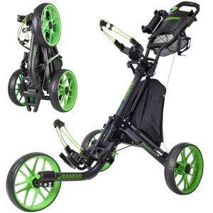 EASEGO Foldable 3-Wheel Golf Push Cart - Lemon Green