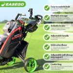 EASEGO Foldable 3-Wheel Golf Push Cart - Lemon Green