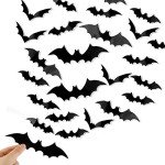 120 Pcs 3D Black Bat Halloween Wall Decor