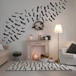 120 Pcs 3D Black Bat Halloween Wall Decor