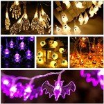KEPATO Battery-Operated Halloween Spider String Lights