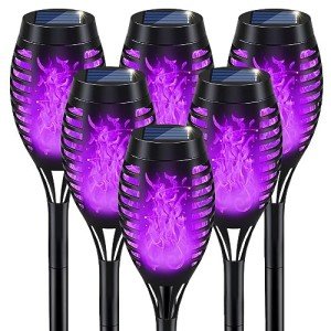 Purple Flame Solar Halloween Lights for Outdoor Decor