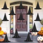12 PCS Black Hanging Witch Hats for Halloween Decor