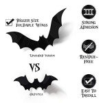 60PCS Realistic 3D Bat Decor for Halloween