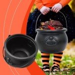 Large Black Witch Cauldron Candy Bowl for Halloween