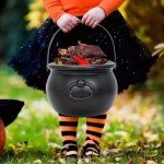 Large Black Witch Cauldron Candy Bowl for Halloween