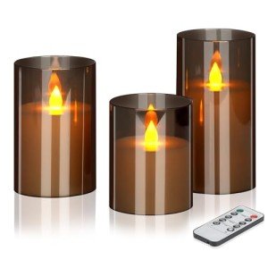Flameless Flickering Gray Candle Set with Remote