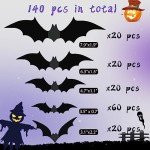 Spooky 3D Bat Wall Decor - 140PCS Halloween Set