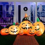 7 FT Halloween Inflatable Pumpkins with Witch's Cat