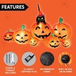7 FT Halloween Inflatable Pumpkins with Witch's Cat