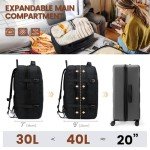 LOVEVOOK 40L Expandable Travel Backpack - Black