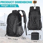 RAINSMORE Sac à Dos Randonnée 40L Ultra Léger Pliable Sac à Dos Voyage Homme Femme Imperméable Sac à Dos Trekking Grande Capacité pour Alpinisme Escalade Sport Camping Noir