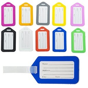 10 Colorful Waterproof Luggage Tags with Lanyards