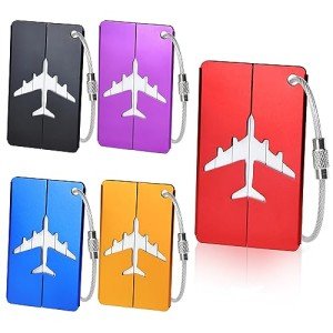 5-Pack Waterproof Luggage Tags with Steel Loops