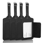 Flintronic 4-Piece Black Luggage Tag Set