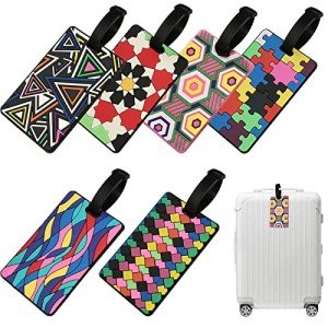 VEGCOO 6-Pack Waterproof Luggage Tags - Geometric Designs