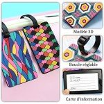 VEGCOO 6-Pack Waterproof Luggage Tags - Geometric Designs
