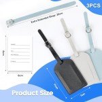Set of 3 Adjustable PU Leather Luggage Tags