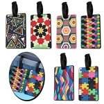 VEGCOO 6-Pack Waterproof Luggage Tags - Geometric Designs