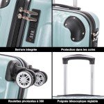 RAYKONG 55cm Cabin Suitcase with Lock - Mint