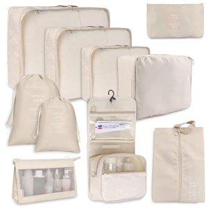 Set of 10 Travel Packing Organizers and Accessories