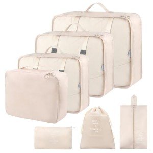 Set of 7 Travel Organizers with Waterproof Cubes