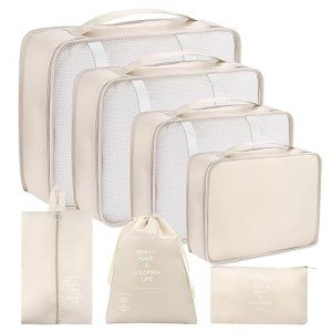 Organisateurs de Bagage Voyage Set 7 Pièces Beige