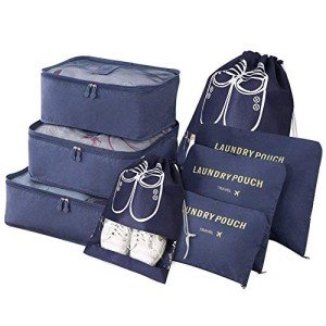 Vicloon Set of 8 Travel Organizers - Dark Blue
