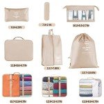 9-Piece Travel Bag Organizer Set in Beige