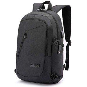 WENIG Antivol Sac à Dos Imperméable 15.6" Noir