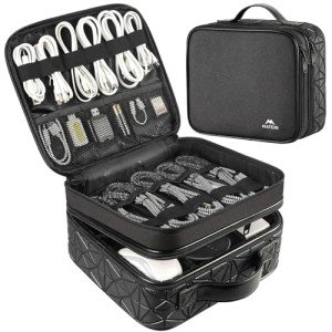 MATEIN Double Layer Travel Cable Organizer - Black