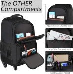 MATEIN Wheeled Travel Backpack for Laptops, Black