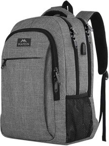 MATEIN Antifurto Zaino PC 15.6" Impermeabile Grigio