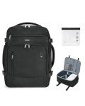 ECOHUB Bagage Cabine 45x36x20 Easyjet Sac A Dos Sac De Voyage 13 Poches Sac Cabine Avion Valise Cabine avec Port De Charge USB Recyclable Pet Ecologique Valise à Main Imperméable(Noir)