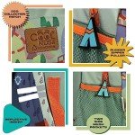 PERLETTI Sac a Dos Enfant avec Roues Tissu Recyclé Imprimé Animal - Petit Sac de Voyage à roulettes Amovible Gris Détails Réfléchissants - Petite Cartable Ecologique Garcon - 36x25x15 cm (Ours Brun)