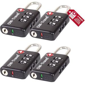 TSA Approved 3-Digit Luggage Locks - 4 Pack